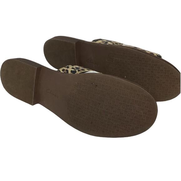 NEW Clarks Declan Flo Women's Slide Sandals Tan Nubuck Leopard Animal 7.5 7 1/2 - Picture 12 of 14